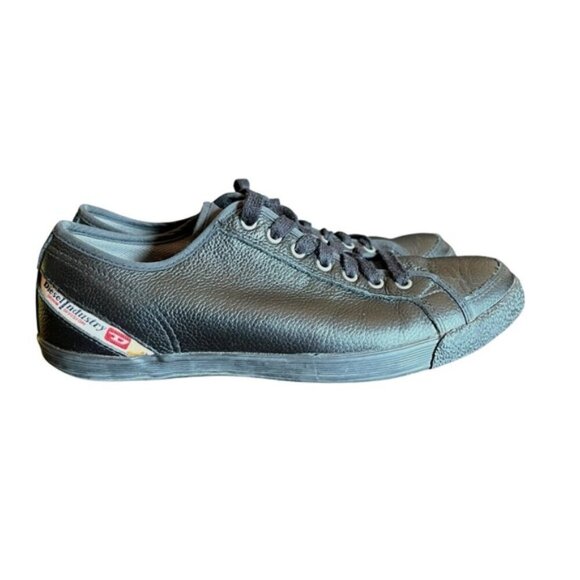 Diesel Shoes - Diesel Industry Nostalgia Leather Sneakers Black US 9 Y2K